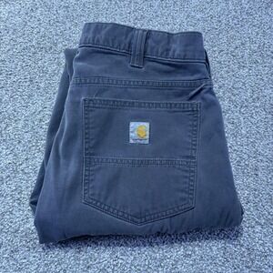 Carhartt Pants Mens 34x32 Gray Rugged Flex Relaxed Fit Canvas Workwear Khakis